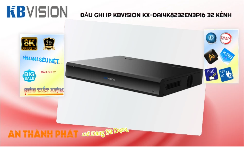 KX-DAi4K8232EN3P16 Đầu Ghi KBvision