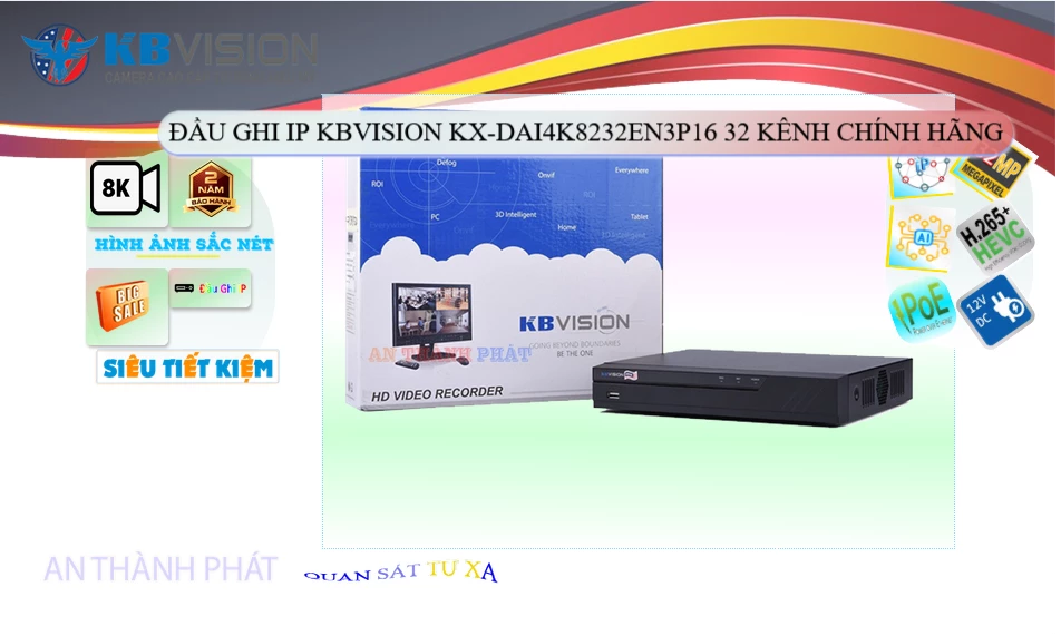 KX-DAi4K8232EN3P16 Đầu Ghi KBvision