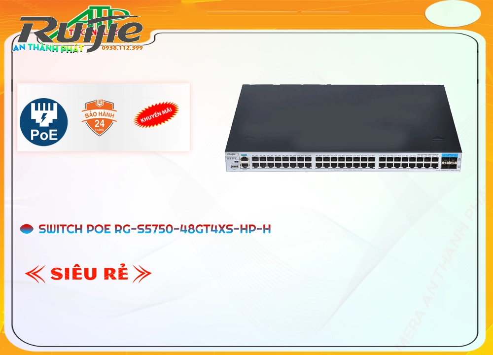 RG-S5750-48GT4XS-HP-H  Switch chia mạng  Hãng Ruijie
