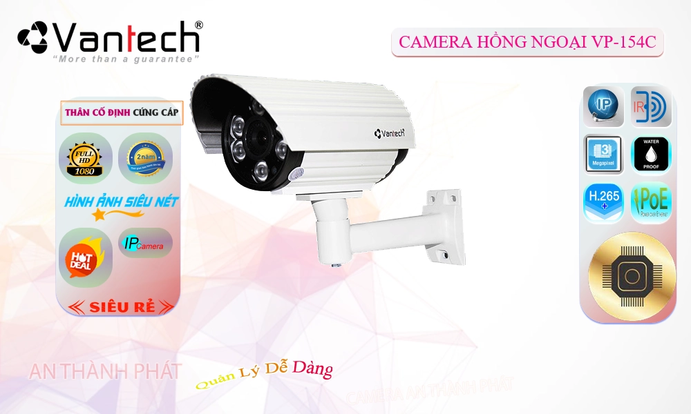 Camera VanTech Thiết kế Đẹp Công Nghệ POE VP-154C