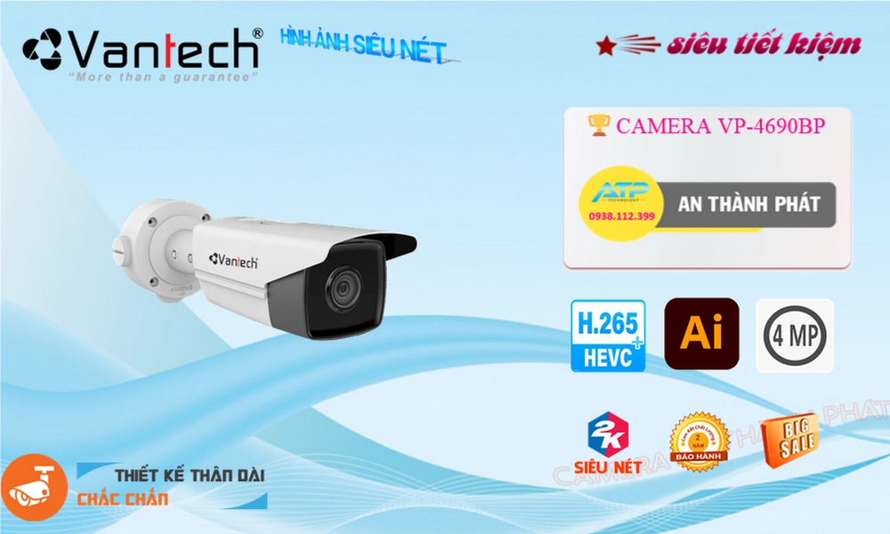 Camera Giá Rẻ VanTech VP-4690BP Ip POE Sắc Nét Công Nghệ Mới ✅