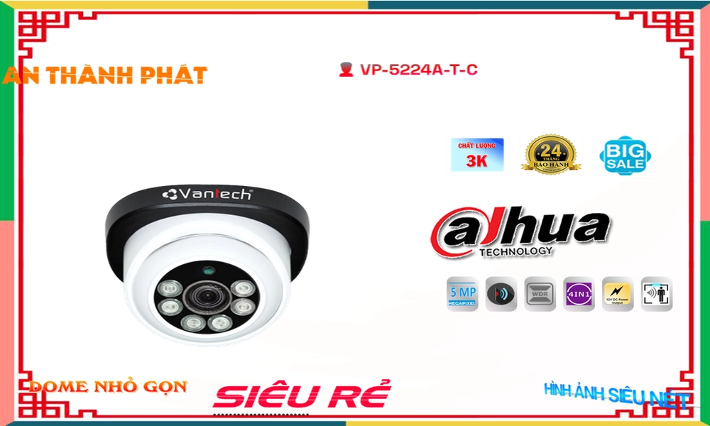 Camera Giá Rẻ VanTech VP-5224A|T|C Công Nghệ HD Giá rẻ