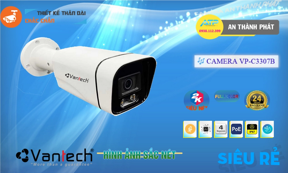 VP-C3307B Camera Cấp Nguồ Qua Dây Mạng VanTech Chi phí phù hợp