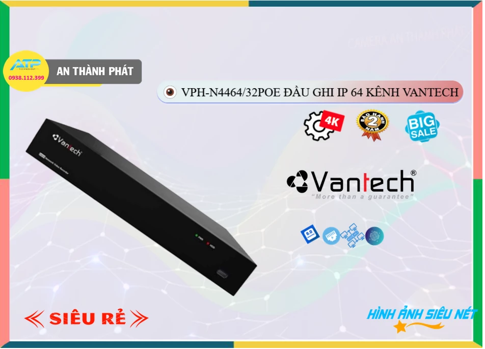 ✪  Đầu Ghi VanTech Thiết kế Đẹp VPH-N4464/32PoE