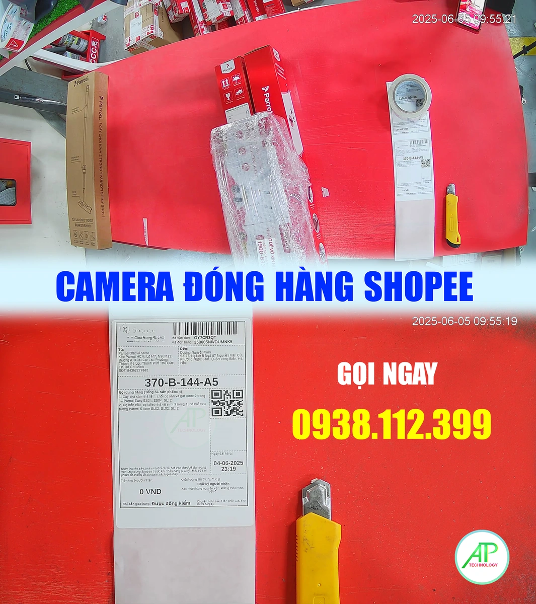 camera quay đóng hàng shopee