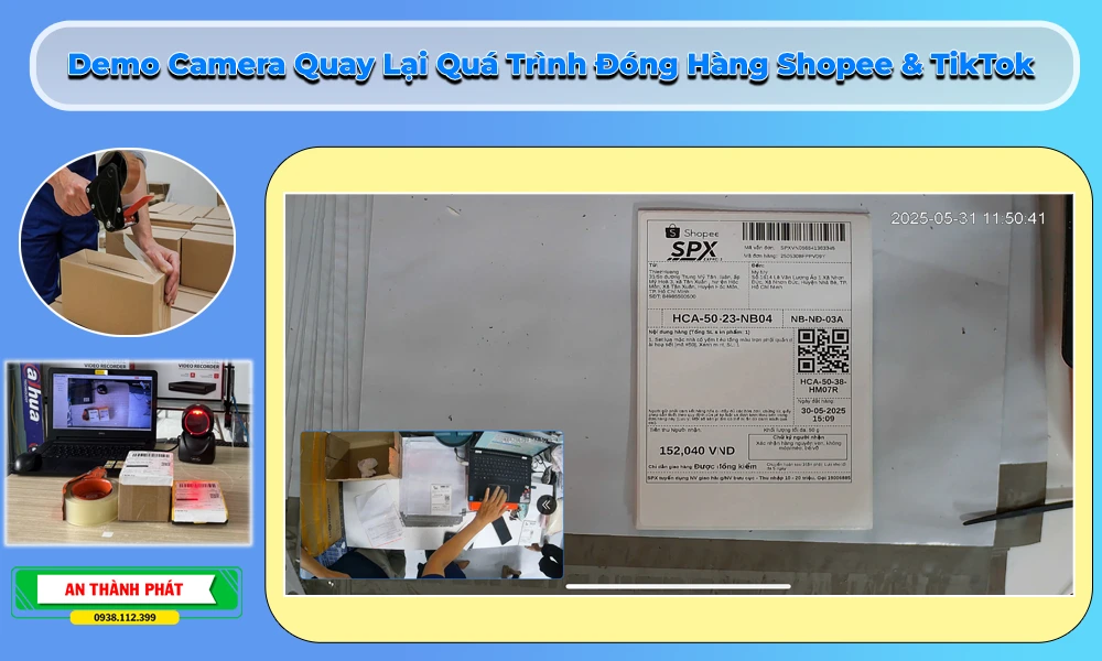 demo camera quay lại qua trình đóng hàng