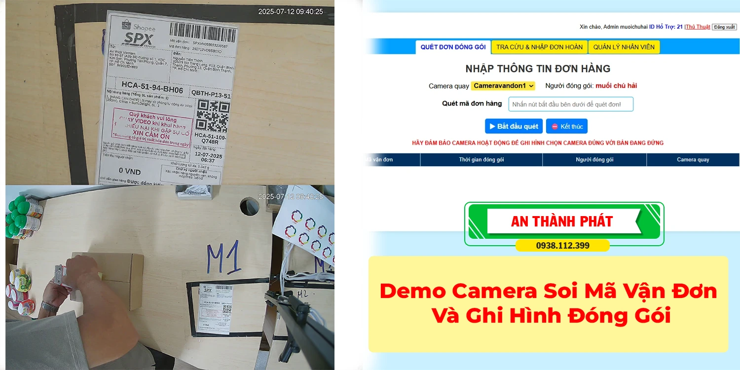 demo thực tế camera soi mã đơn
