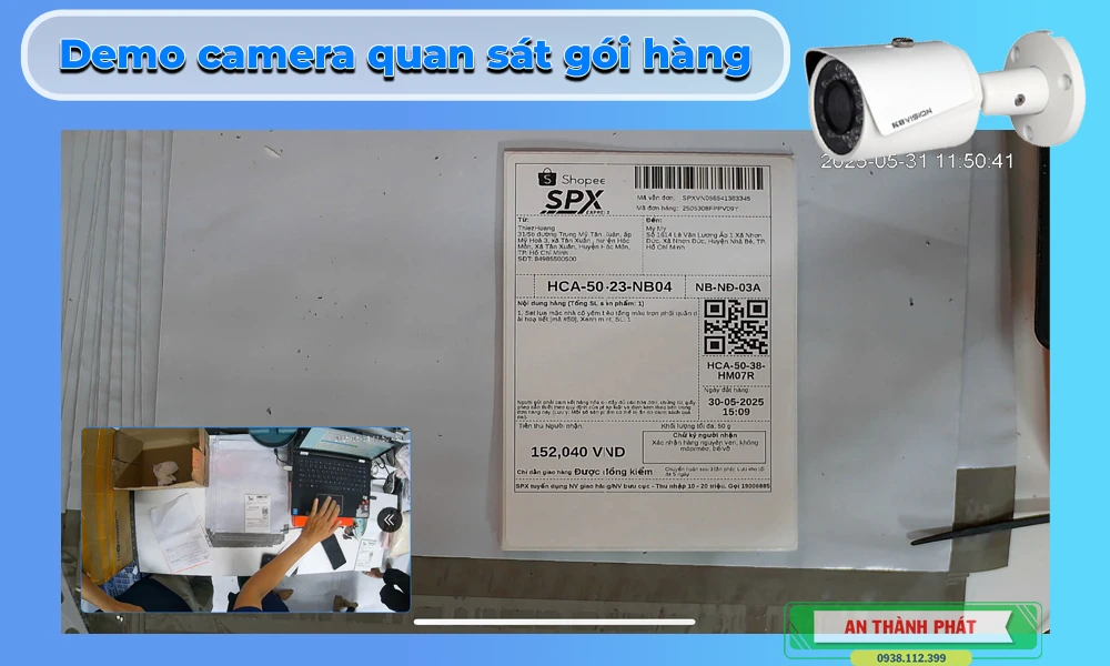 demo camera quan sát đóng hàng 