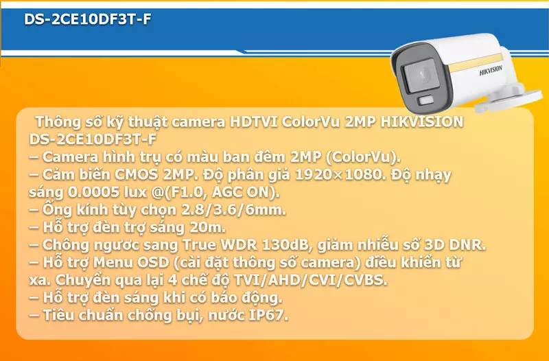 CAMERA HIKVISION DS-2CE10DF3T-F