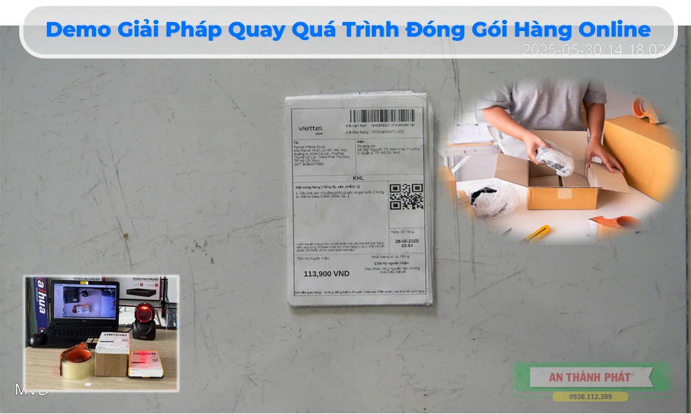 demo camera quan sát quay quá trình đóng hàng