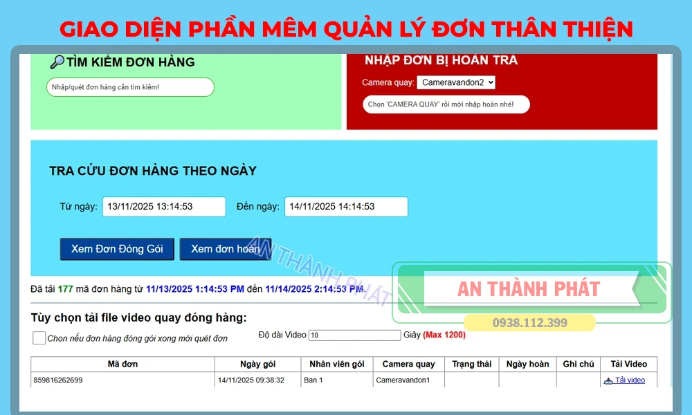 giao điện phần mêm quản lý đơn hàng thông minh