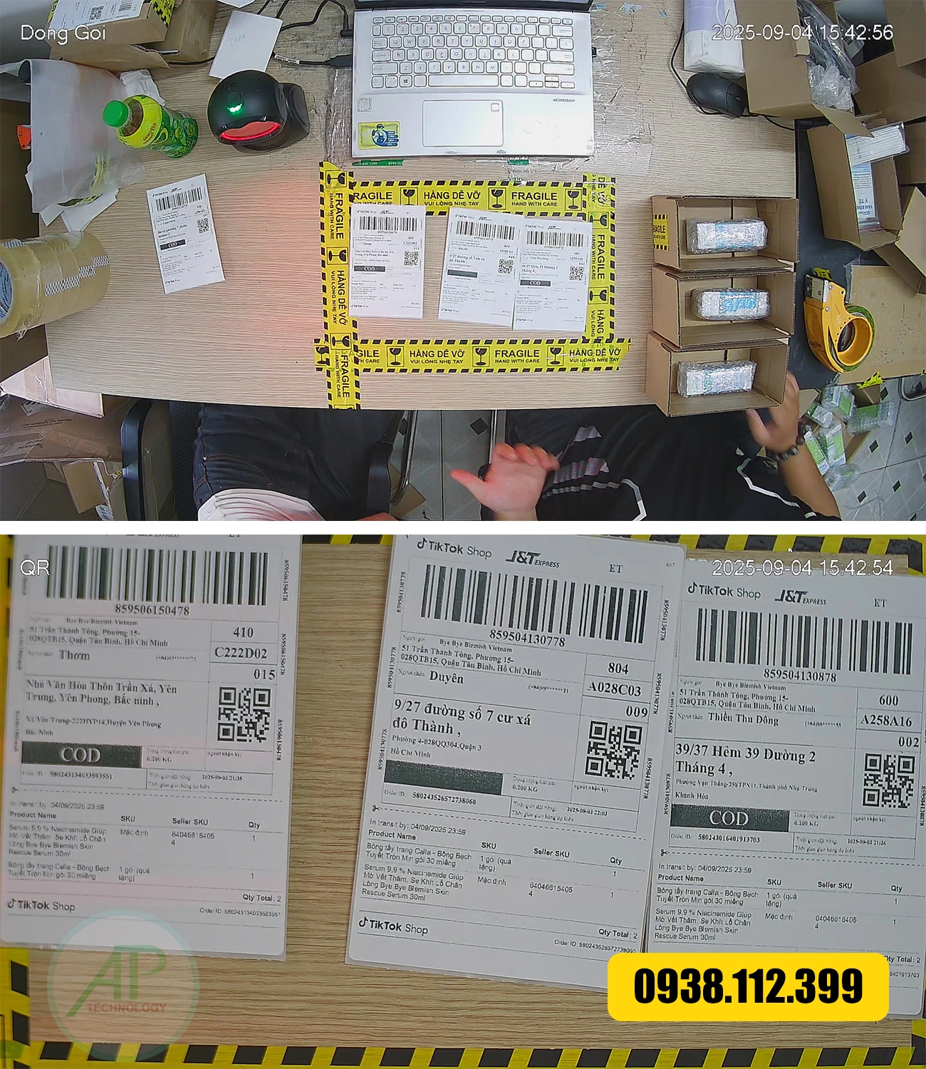 demo lắp camera quay đóng hàng Shopee