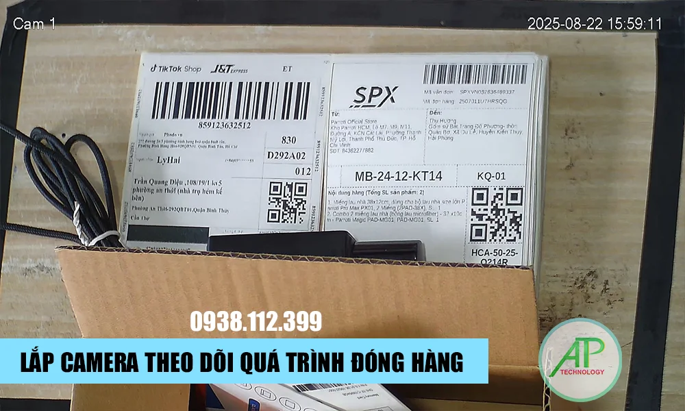demo lắp camera theo dõi đóng hàng