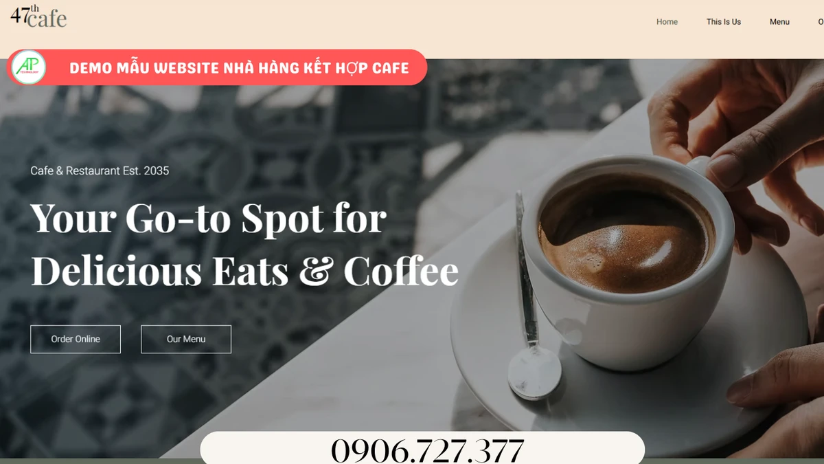 mẫu webstite cho nhà hàng kết hợp cafe