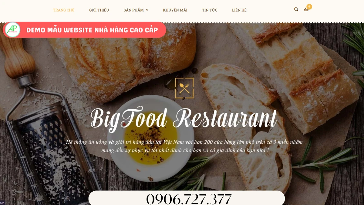 mẫu website cho nhà hàng cao cấp