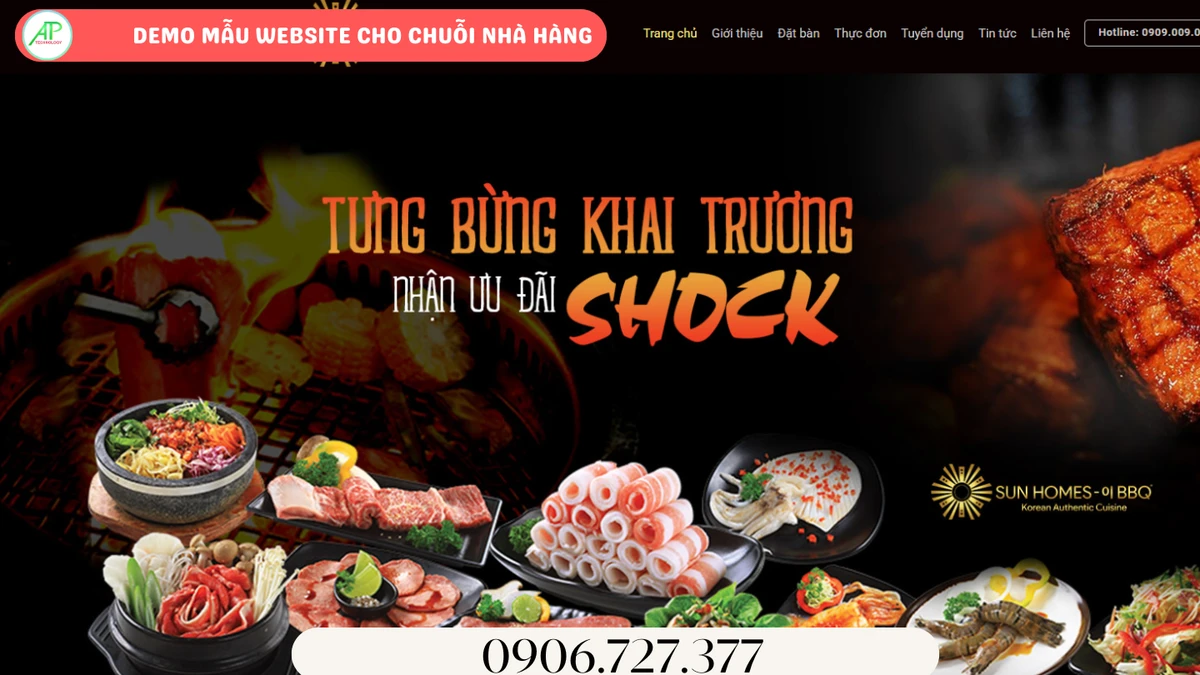 mẫu website cho chuỗi nhà hàng