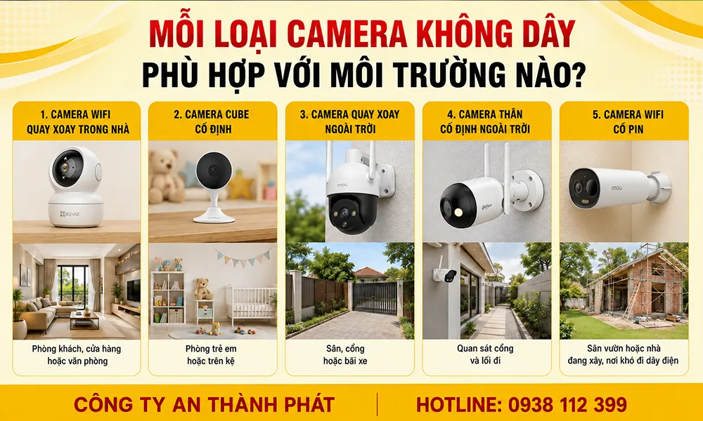 mỗi loại camera không dây phù hợp với mỗi trường nào